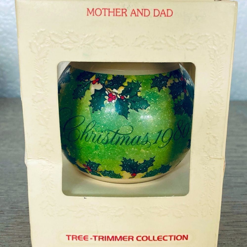 Hallmark Vintage Christmas 1980 Glass Ball Ornament